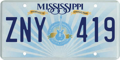 MS license plate ZNY419