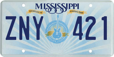 MS license plate ZNY421