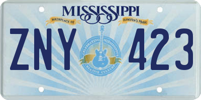 MS license plate ZNY423