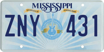 MS license plate ZNY431