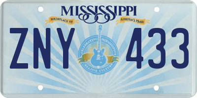 MS license plate ZNY433