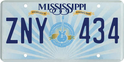 MS license plate ZNY434