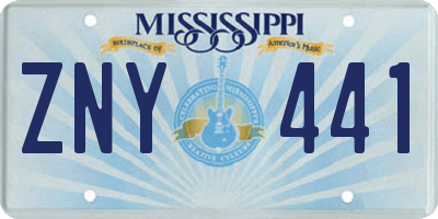 MS license plate ZNY441