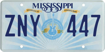 MS license plate ZNY447