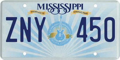 MS license plate ZNY450