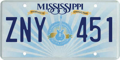 MS license plate ZNY451