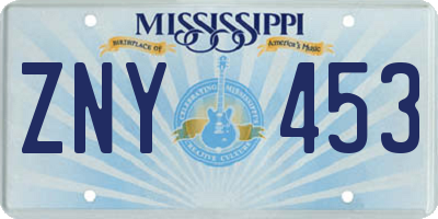 MS license plate ZNY453