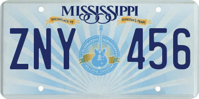 MS license plate ZNY456
