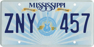 MS license plate ZNY457