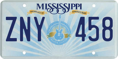 MS license plate ZNY458
