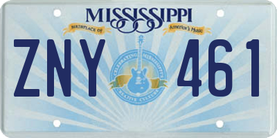 MS license plate ZNY461