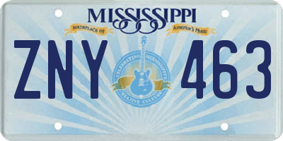 MS license plate ZNY463