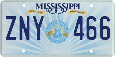 MS license plate ZNY466