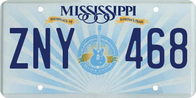 MS license plate ZNY468