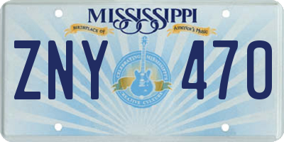 MS license plate ZNY470
