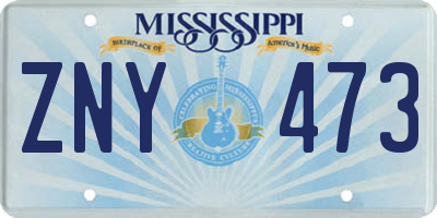 MS license plate ZNY473
