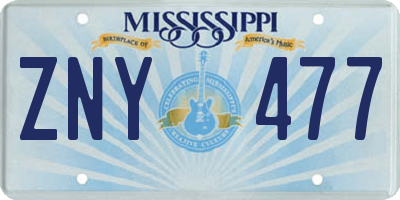 MS license plate ZNY477