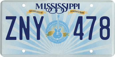 MS license plate ZNY478