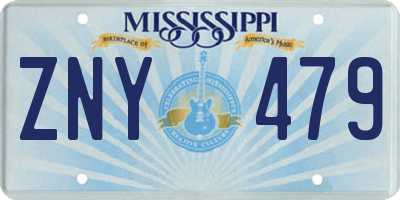 MS license plate ZNY479