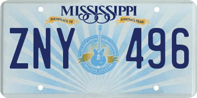 MS license plate ZNY496
