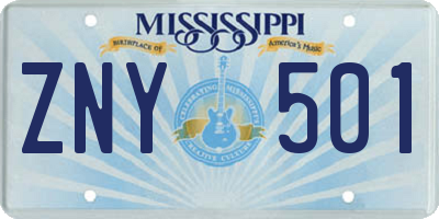 MS license plate ZNY501