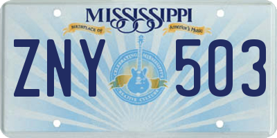MS license plate ZNY503