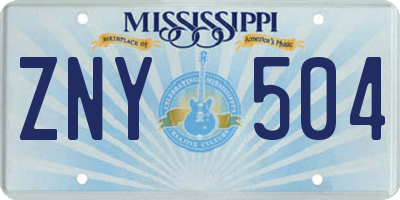 MS license plate ZNY504