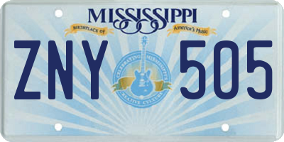 MS license plate ZNY505