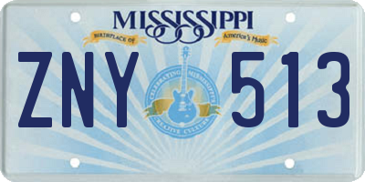 MS license plate ZNY513
