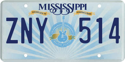 MS license plate ZNY514