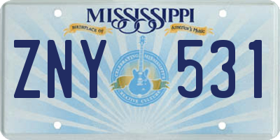 MS license plate ZNY531