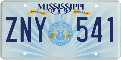 MS license plate ZNY541