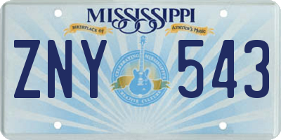 MS license plate ZNY543