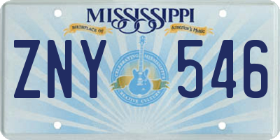 MS license plate ZNY546