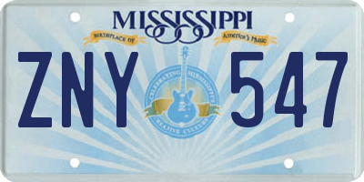 MS license plate ZNY547