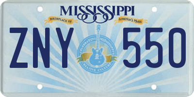 MS license plate ZNY550