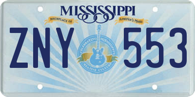 MS license plate ZNY553