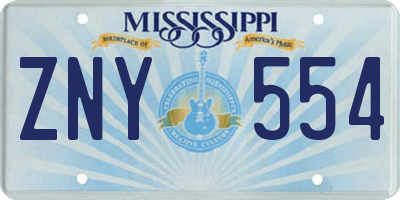MS license plate ZNY554