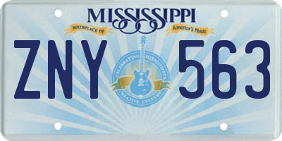 MS license plate ZNY563