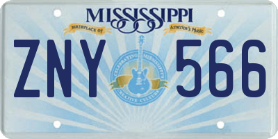 MS license plate ZNY566
