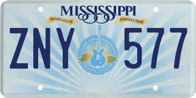 MS license plate ZNY577