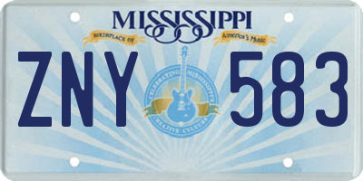 MS license plate ZNY583