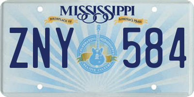 MS license plate ZNY584