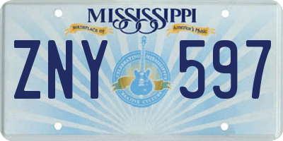 MS license plate ZNY597
