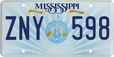 MS license plate ZNY598
