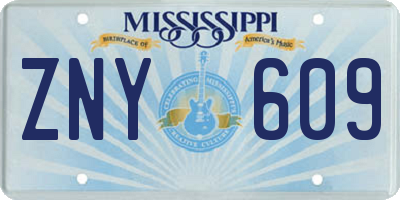 MS license plate ZNY609