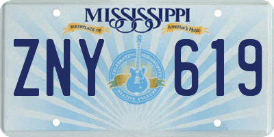 MS license plate ZNY619
