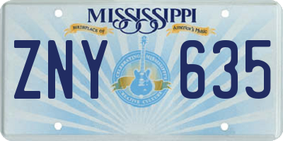MS license plate ZNY635