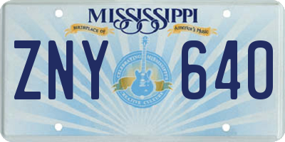 MS license plate ZNY640