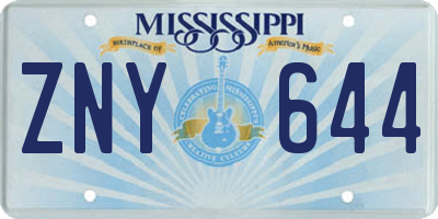 MS license plate ZNY644